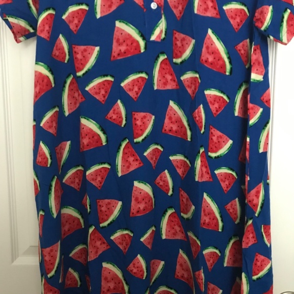 NWOT Watermelon Print Polo Dress 2X Pocket Half Button Up Collar Short Sleeve - Picture 4 of 6